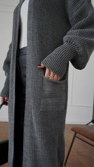 Selene Longline Cardigan – Charcoal