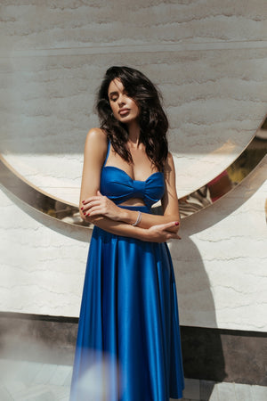 Rosine Satin Bustier Midi Dress