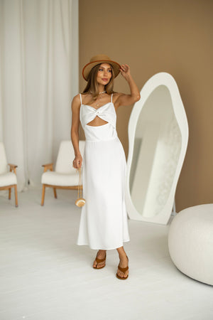 Clémentine Twist-Front Slip Dress – Milk White