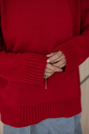 Marion Relaxed Crew Sweater – Red