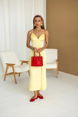 Anaïs Satin Slip Dress – Yellow
