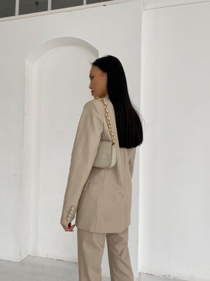 Hermine Oversized Longline Blazer – Beige