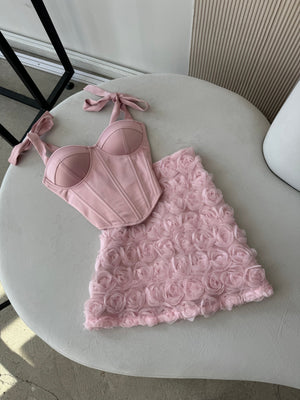 Émeraude Corset Top & Textured Skirt Set