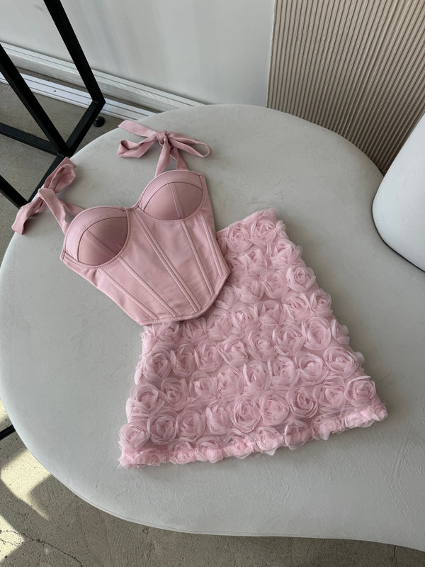 Émeraude Corset Top & Textured Skirt Set