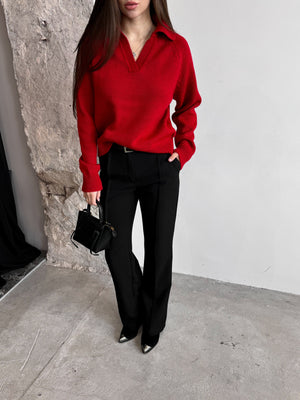 Elin Knit Blouse – Red