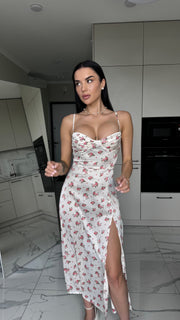 Léa Corset Slip Dress in Cream Floral