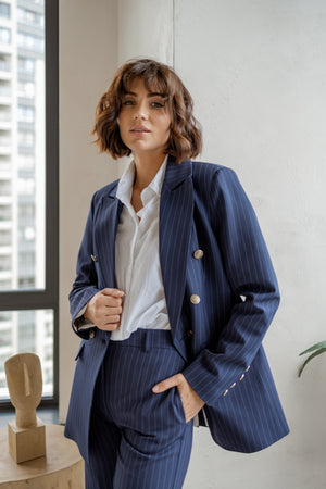 Victoire Double-Breasted Suit Set – Navy
