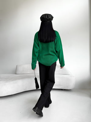 Maëlle Oversized Knit Sweater – Green