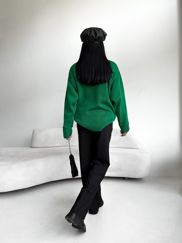 Maëlle Oversized Knit Sweater – Green