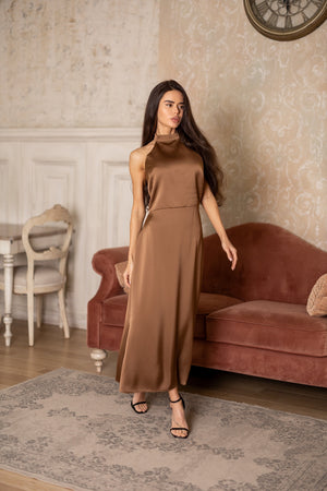 Océane Halter Jumpsuit – Brown