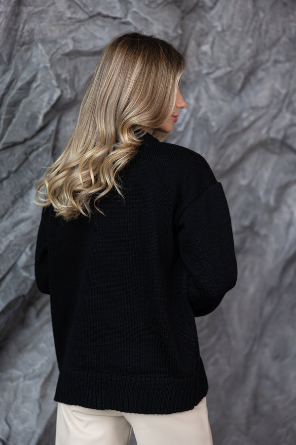 Marion Relaxed Crew Sweater – Black