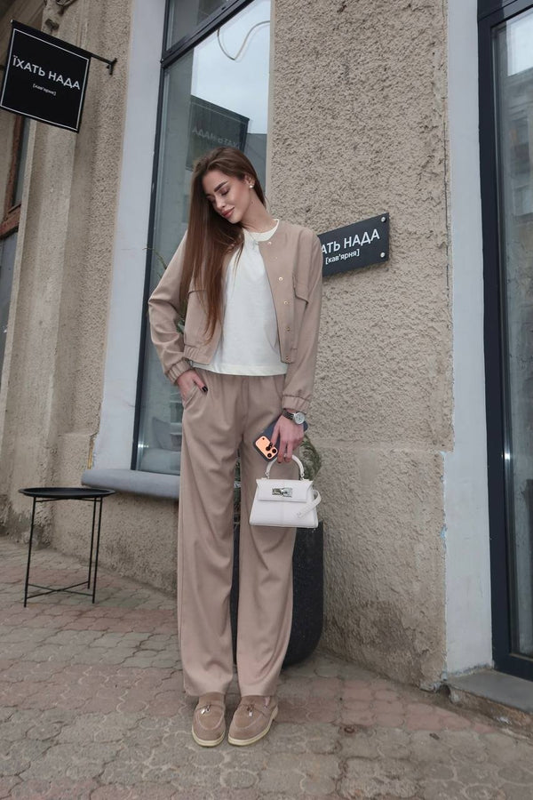 Solene Knit Lounge Set – Beige