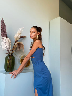 Ondine Cut-Out Knit Midi Dress – Blue