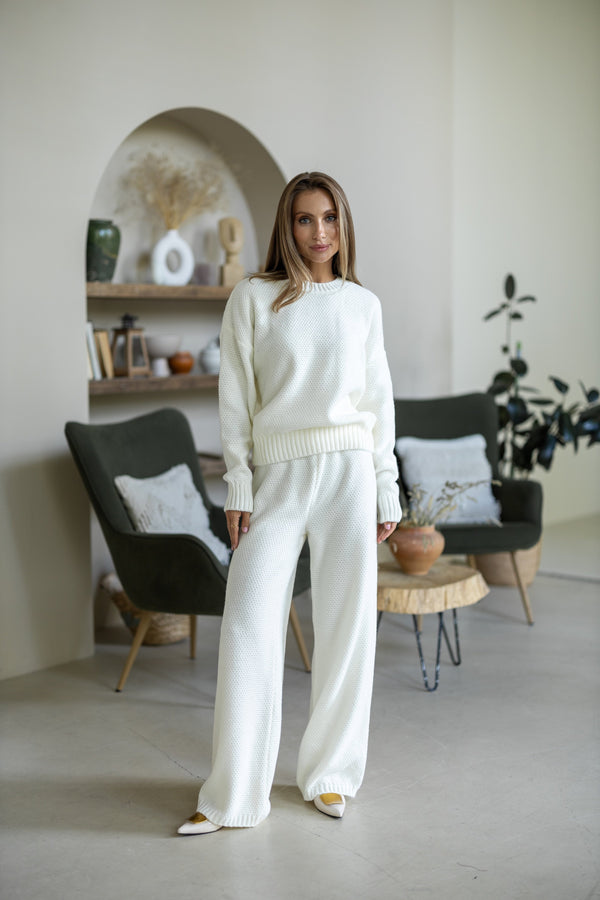 Anouk Knit Lounge Set – Milk White