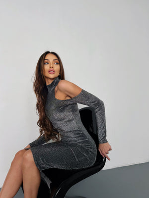Pénélope Metallic Knit Midi Dress