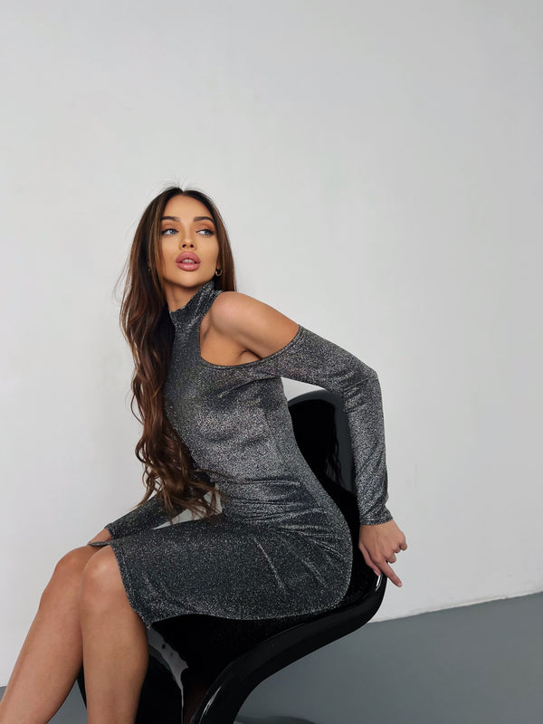 Pénélope Metallic Knit Midi Dress