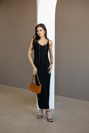 Livia Ribbed Maxi Dress – Black