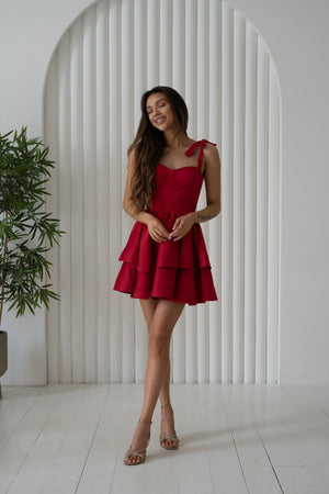 Léontine Tie-Strap Tiered Mini Dress – Mango