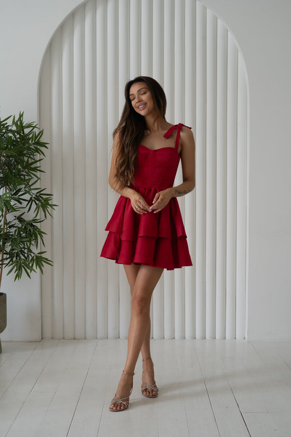 Léontine Tie-Strap Tiered Mini Dress – Mango