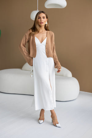 Jacinthe Fine Knit Cardigan – Camel