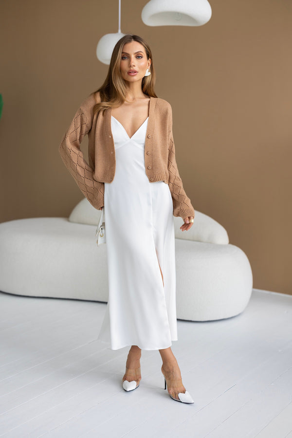 Jacinthe Fine Knit Cardigan – Camel