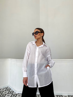 Émilie Oversized Cotton Shirt – White