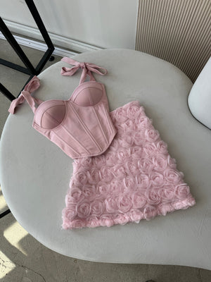 Émeraude Corset Top & Textured Skirt Set