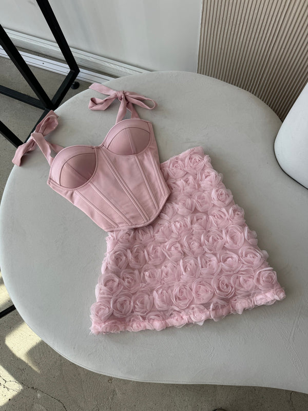 Émeraude Corset Top & Textured Skirt Set