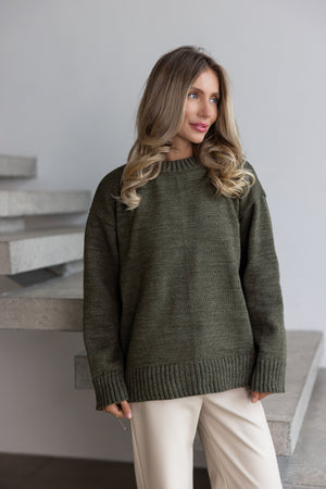 Marion Relaxed Crew Sweater – Khaki