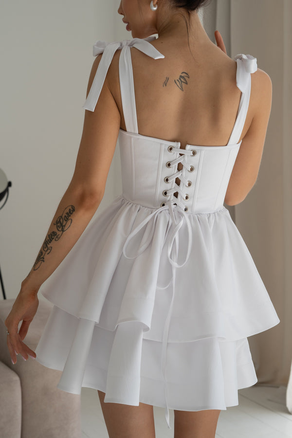 Léontine Tie-Strap Tiered Mini Dress – Mango