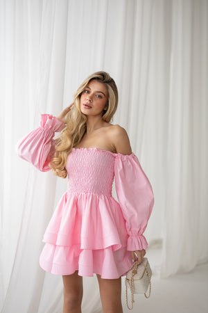 Zélie Shirred Off-Shoulder Mini Dress