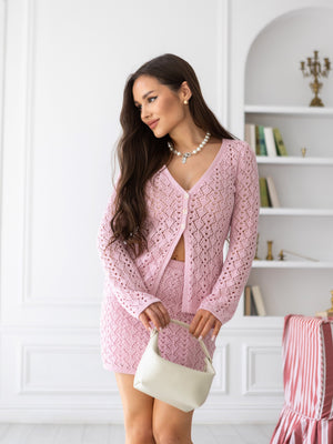 Delphine Lace Top & Shorts Set – Pink
