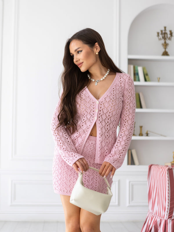 Delphine Lace Top & Shorts Set – Pink