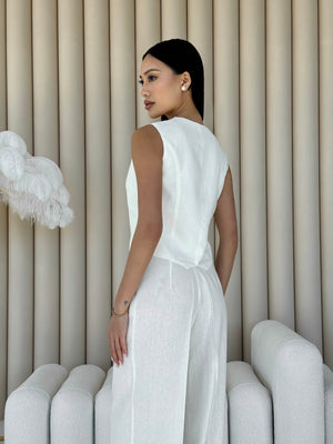 Blanche Waistcoat & Trouser Suit – Milk White