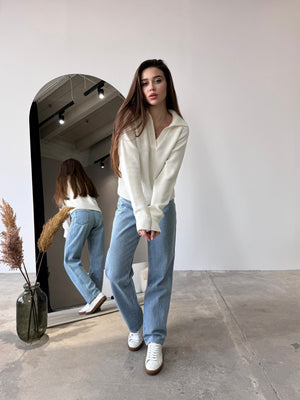 Elin Knit Blouse – Milk White