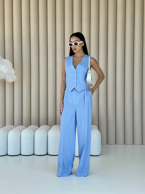 Blanche Waistcoat & Trouser Suit – Blue