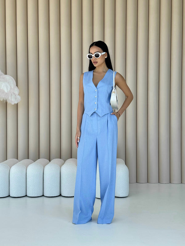 Blanche Waistcoat & Trouser Suit – Blue