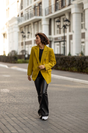 Gwendoline Double-Breasted Oversized Blazer – Olive