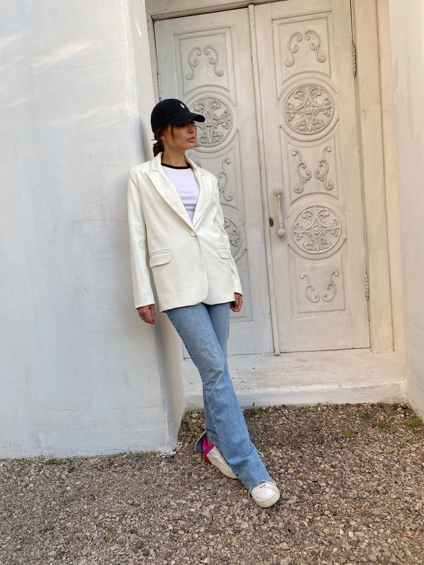 Hermine Oversized Longline Blazer – White
