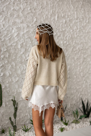 Jacinthe Fine Knit Cardigan – Beige