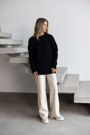 Mireille Cable Knit Sweater in Black