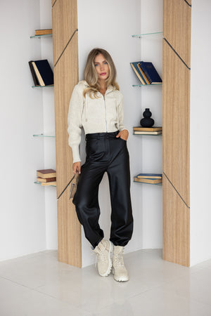 Capucine Cropped Zip Knit Jacket – Sand