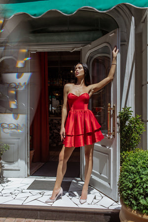 Valentine Strapless Tiered Mini Dress