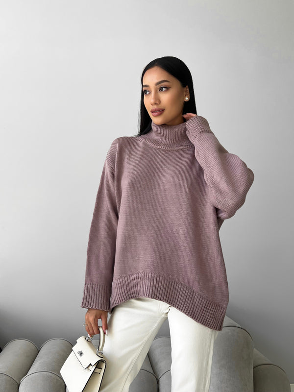 Maëlle Oversized Knit Sweater – Dusty Pink