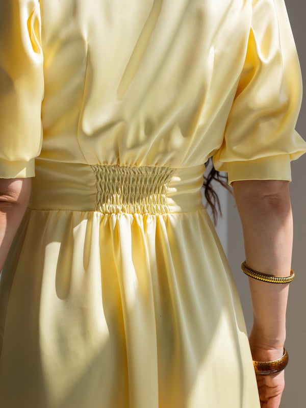 Chiara Button-Front Midi Dress – Yellow