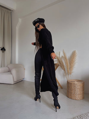 Selene Longline Cardigan – Black