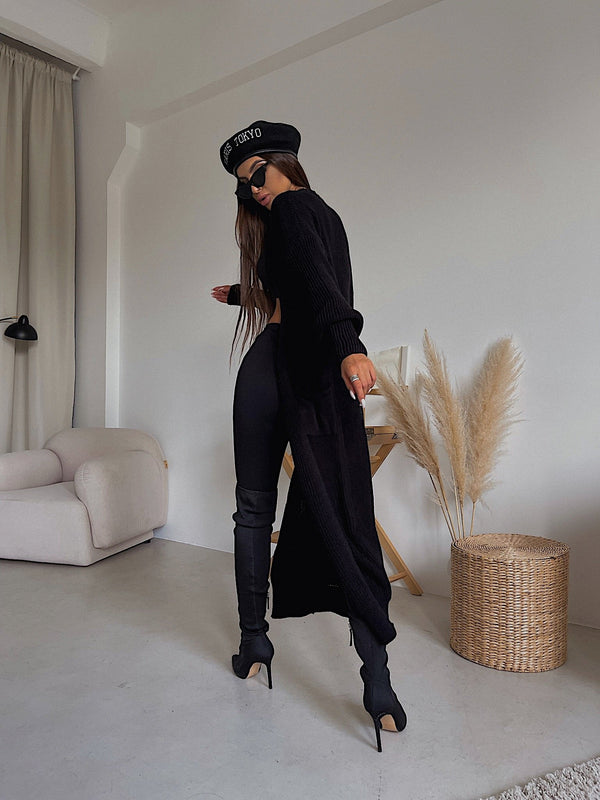 Selene Longline Cardigan – Black
