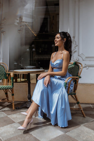 Rosine Satin Bustier Midi Dress