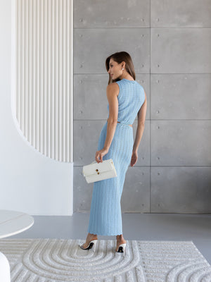 Alba Ribbed Knit Two-Piece – Sky Blue