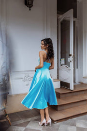 Rosine Satin Bustier Midi Dress